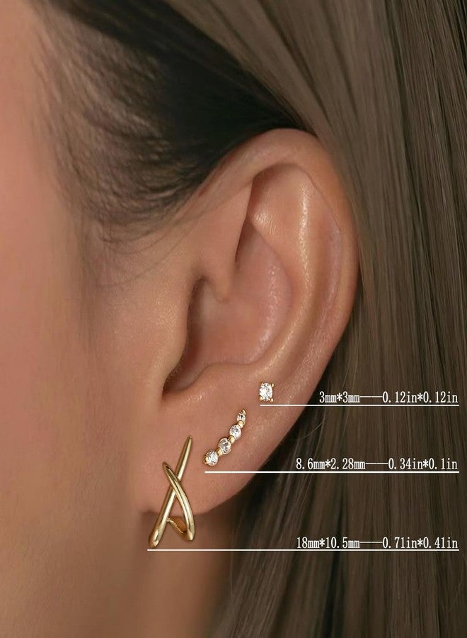 Shall Shell Gold Stud Earrings for Women Trendy, 14k Gold Studs Earring Set Hypoallergenic Minimalist Cubic Zircon Diamond Earring for Women, Dainty Earrings Jewelry for Gifts - Image 5